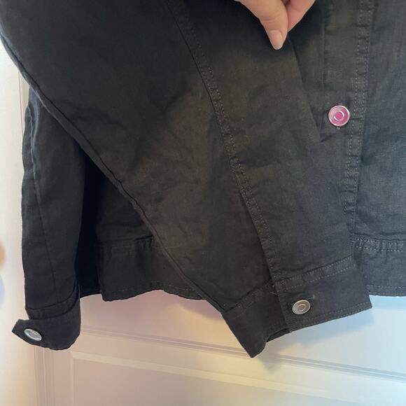 NWT Jones & Co Women's Black 100% Linen Button Up Jacket 3X Plus Size Pockets - Picture 7 of 12